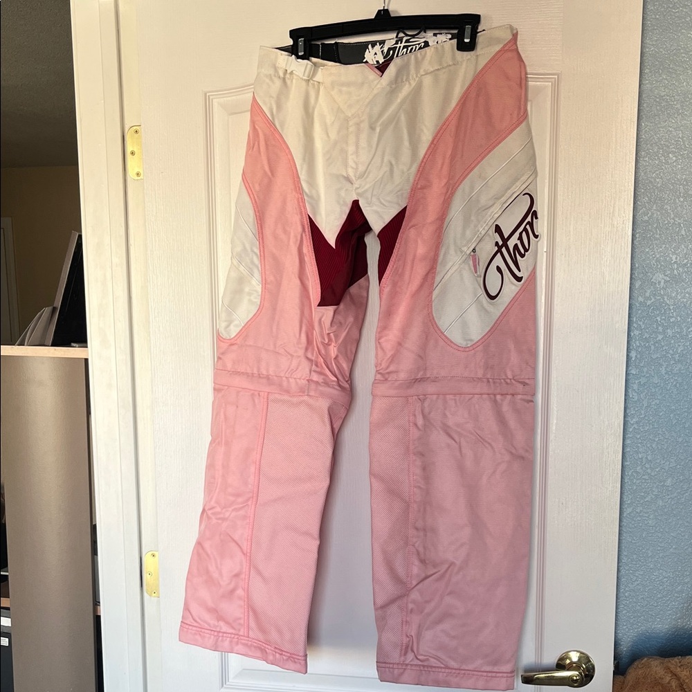 Thor Pink and White Motocross Pants Size 9/10